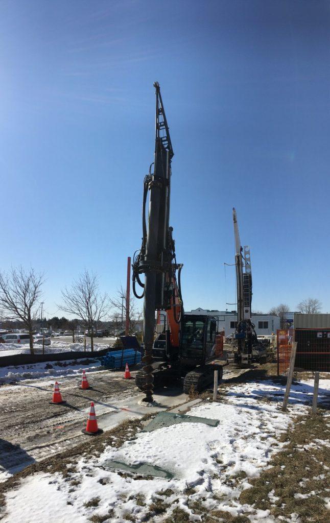 A drilling rig set up on the site in Toronto where Jack is currently working