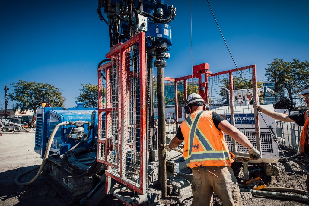 Drill Rig and WJ Operative Closeup Toronto Sept 2020